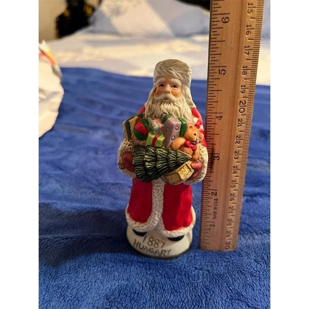 Vtg 1887 Hungary Santa Claus Figurine Hand-Painted Porcelain‎ Christmas Hudson